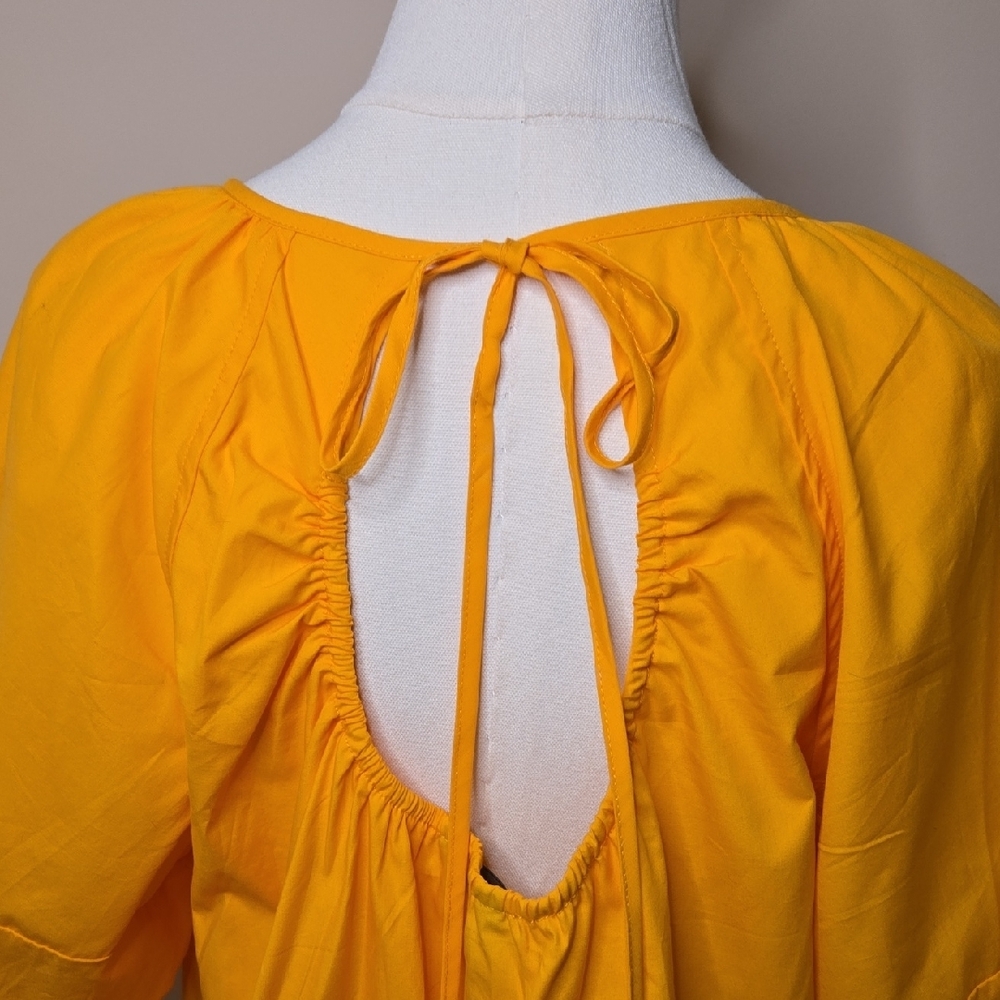 Banana Republic Factory Orange Puff Sleeve Mini Dress – NWT 100% Cotton Keyhole - Picture 6 of 7